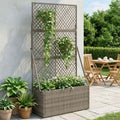Vaso da Giardino con Trellis Grigio 70 x 30 x 135 cm polyrattan