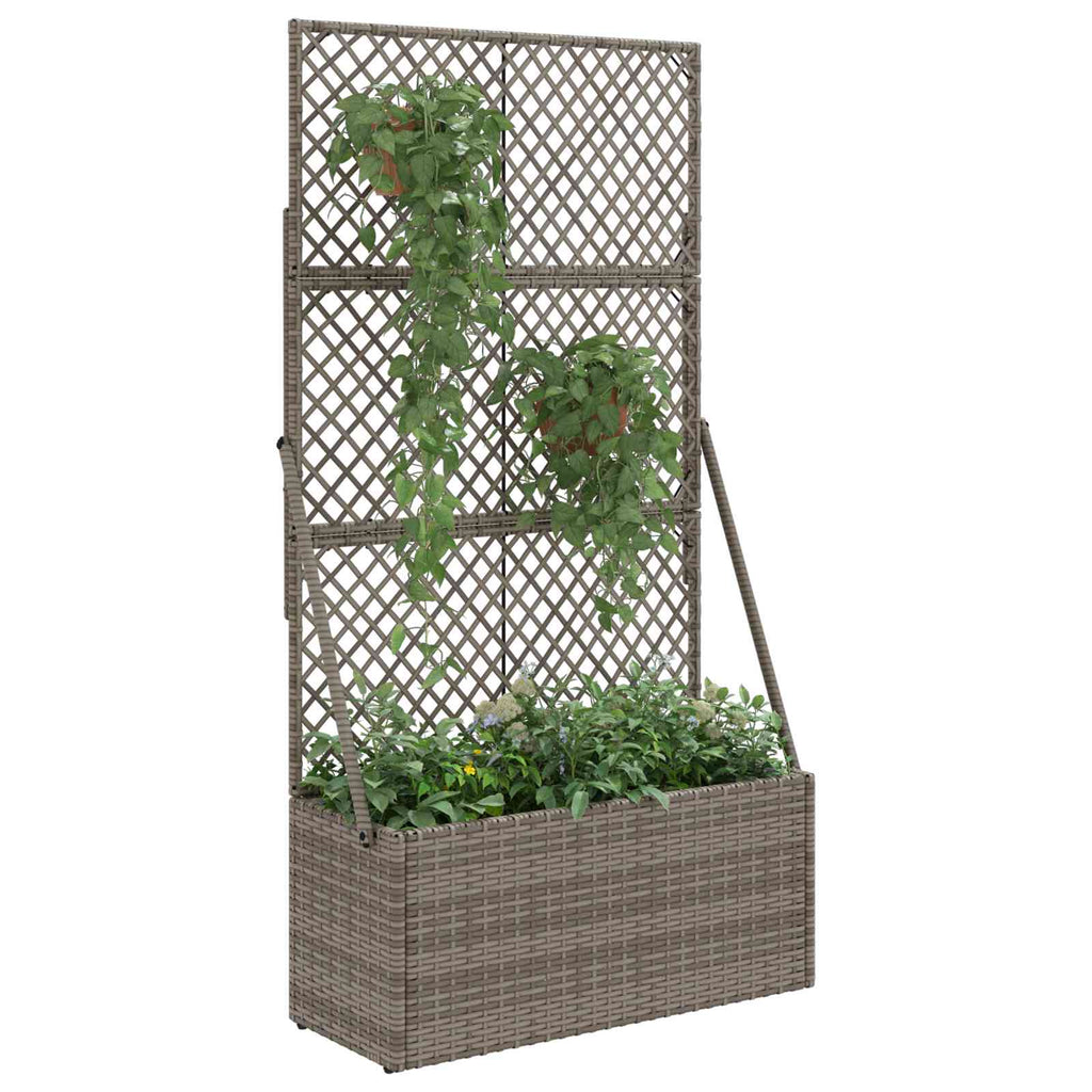 Vaso da Giardino con Trellis Grigio 70 x 30 x 135 cm polyrattan
