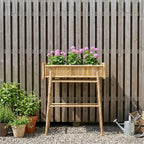 Vaso da Giardino con Supporto Naturale 100 x 38 x 114 cm Bambù