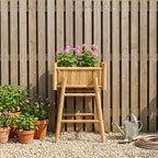Vaso da Giardino con Supporto Naturale 50 x 38 x 74 cm Bambù