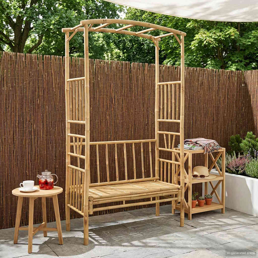 Arco da Giardino con Panchina Naturale 115 x 50 x 205 cm Bambù