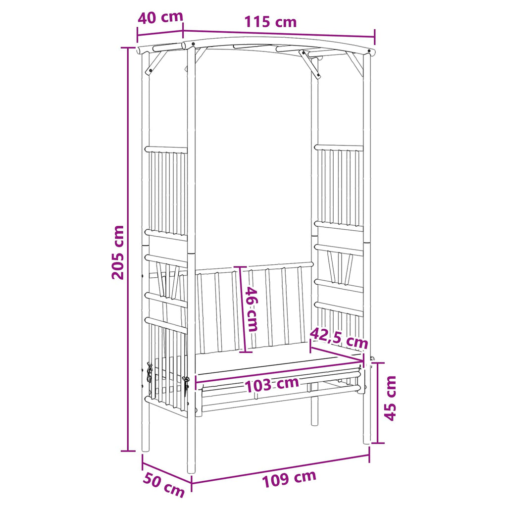 Arco da Giardino con Panchina Bianco Crema 115 x 50 x 205 cm