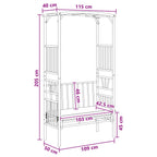 Arco da Giardino con Panchina Bianco Crema 115 x 50 x 205 cm