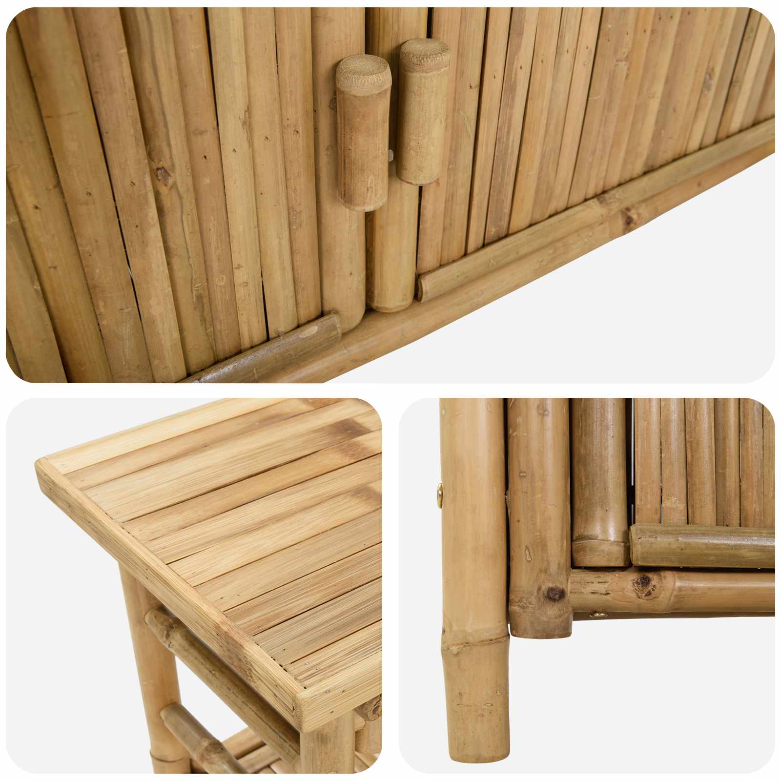 Tavolo consolle con lo scaffale Naturale 110 x 35 x 75 cm Bambù