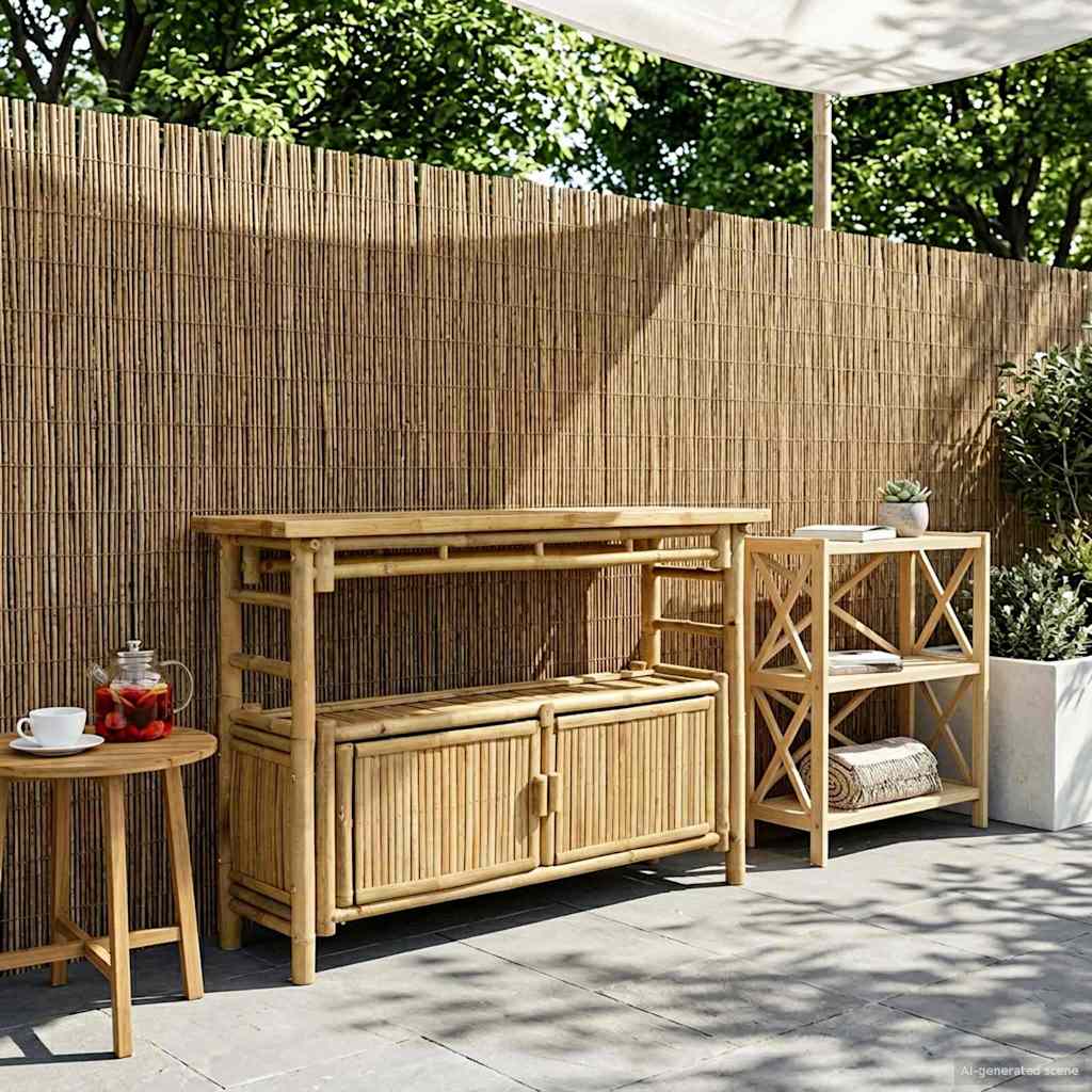 Tavolo consolle con lo scaffale Naturale 110 x 35 x 75 cm Bambù
