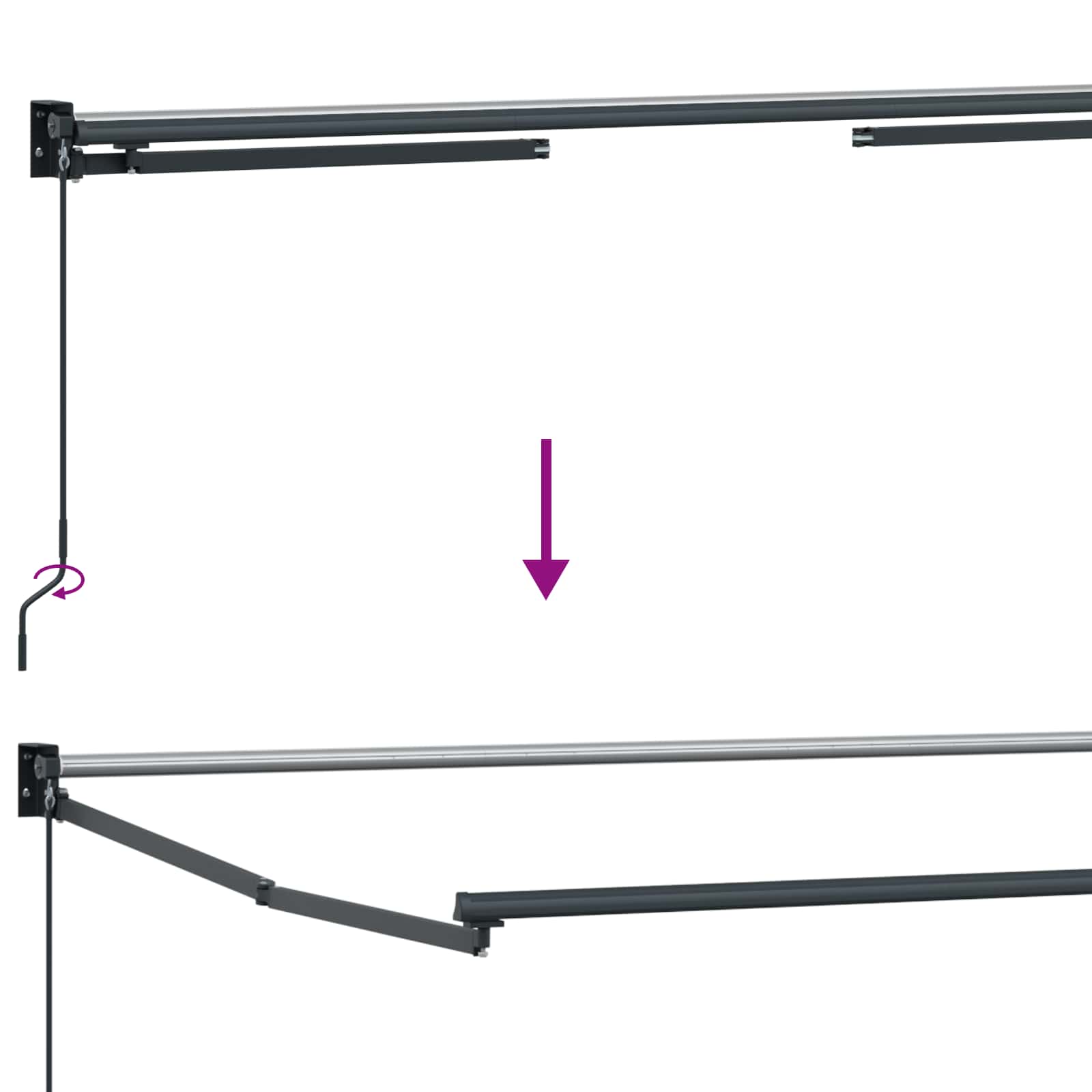 Telaio per tende da sole retrattile manuale Antracite 3,5 x 2 m