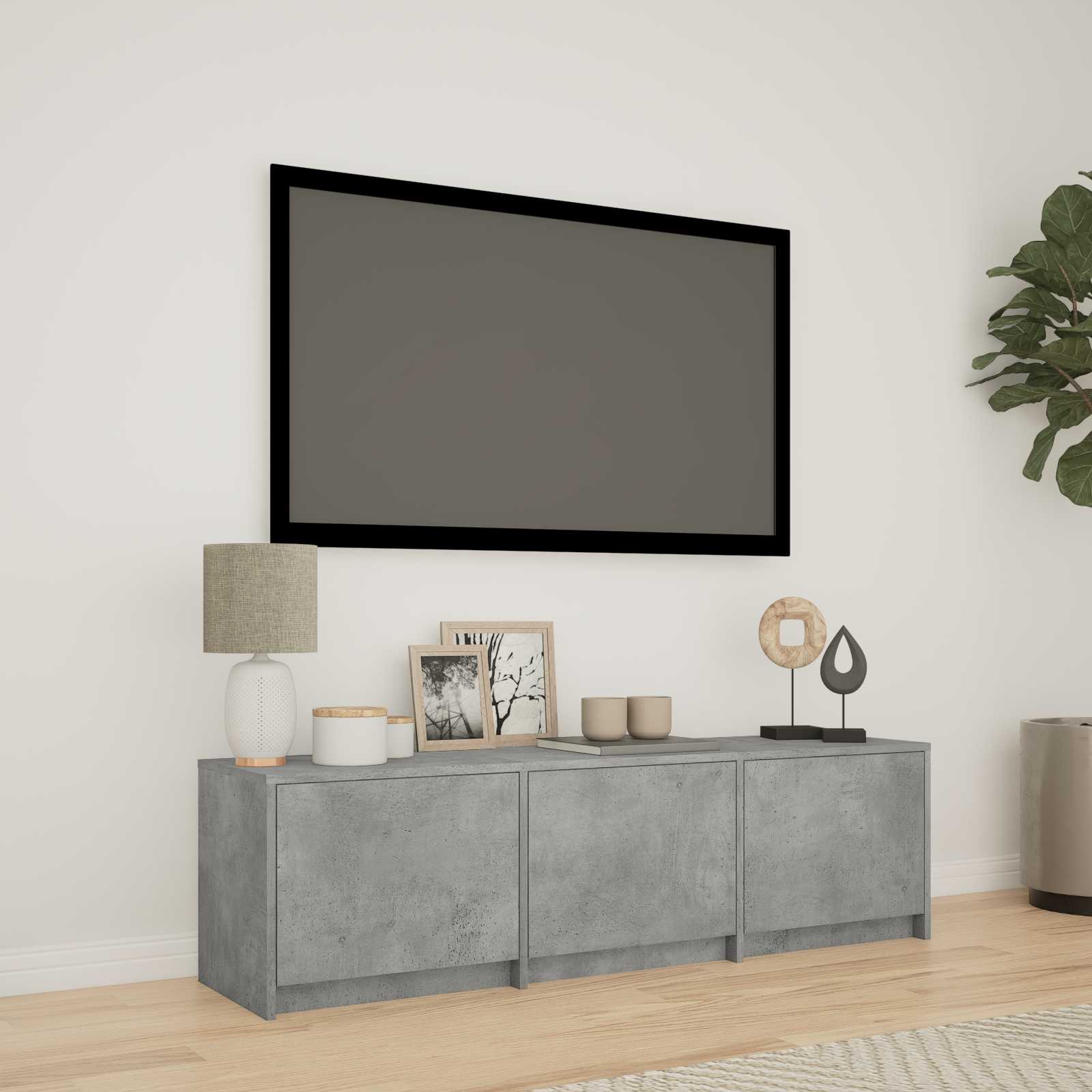 Mobile TV con LED con LED Grigio Cemento 140 x 34 x 40 cm