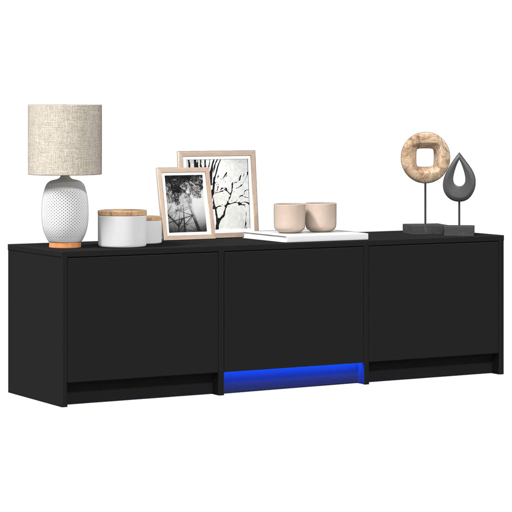 Mobile TV con LED Nero 140 x 34 x 40 cm Legno ingegnerizzato