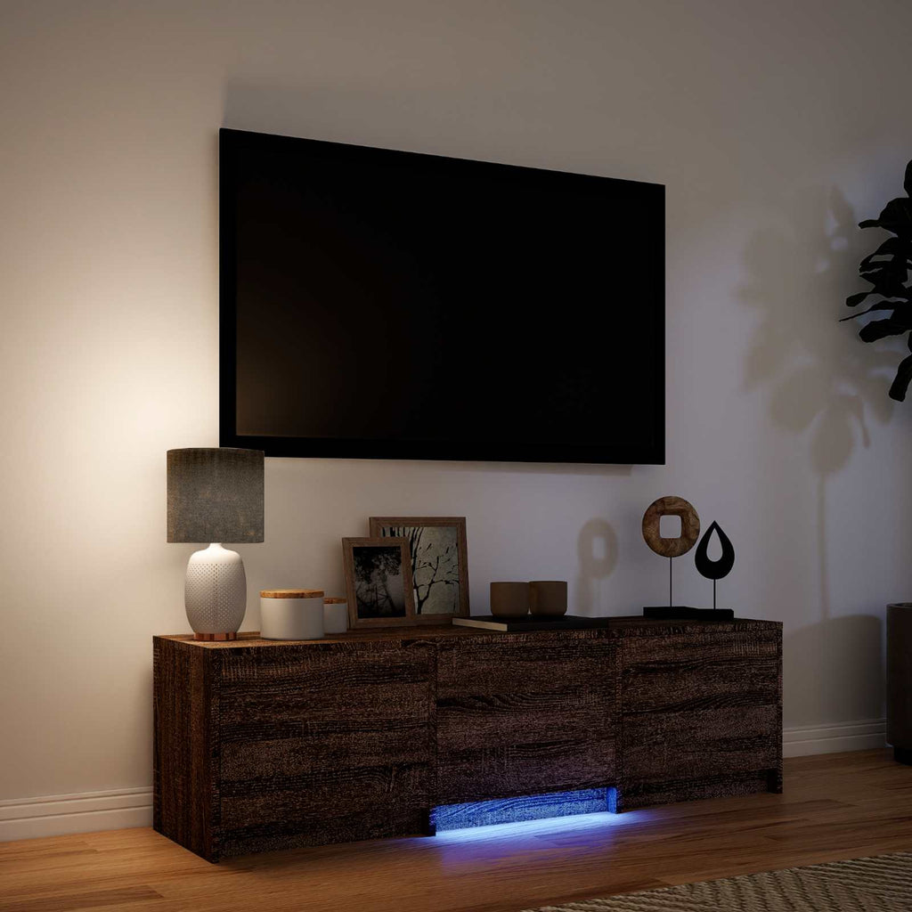 Mobile TV con LED con LED Quercia marrone 140 x 34 x 40 cm