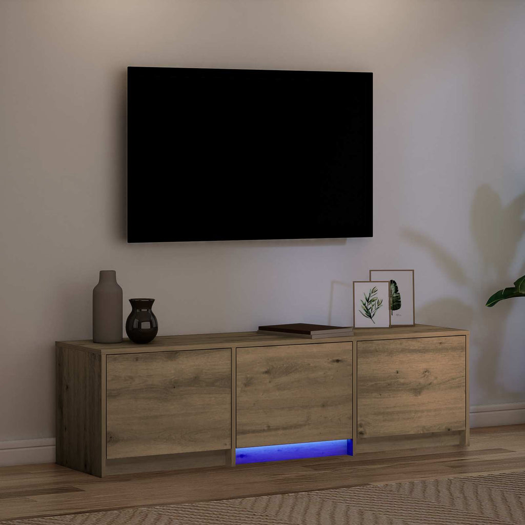 Mobile TV con LED Rovere Artigianale 140 x 34 x 40 cm