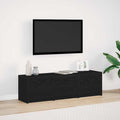 Mobile TV con LED con strisce LED Rovere Nero 140 x 34 x 40 cm