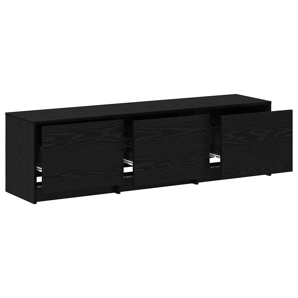 Mobile TV con LED con strisce LED Rovere Nero 140 x 34 x 40 cm