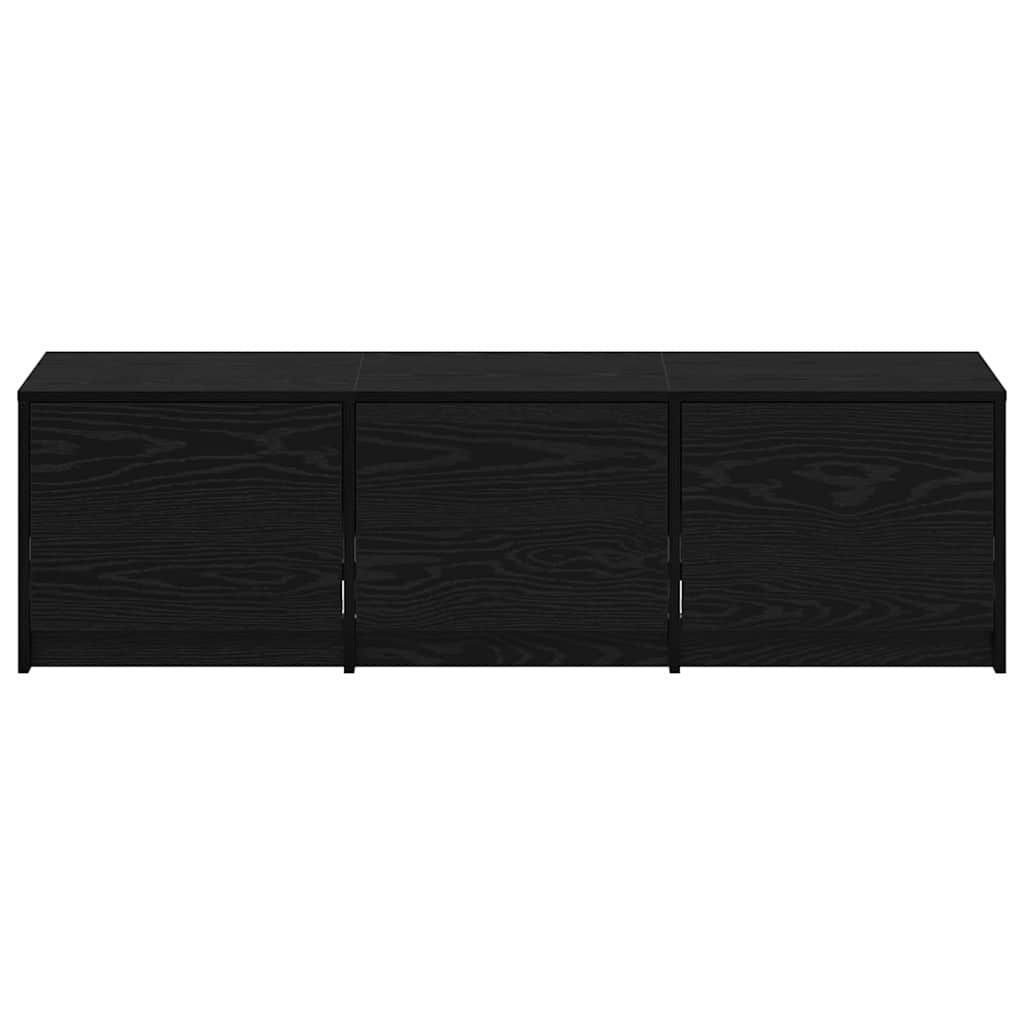 Mobile TV con LED con strisce LED Rovere Nero 140 x 34 x 40 cm