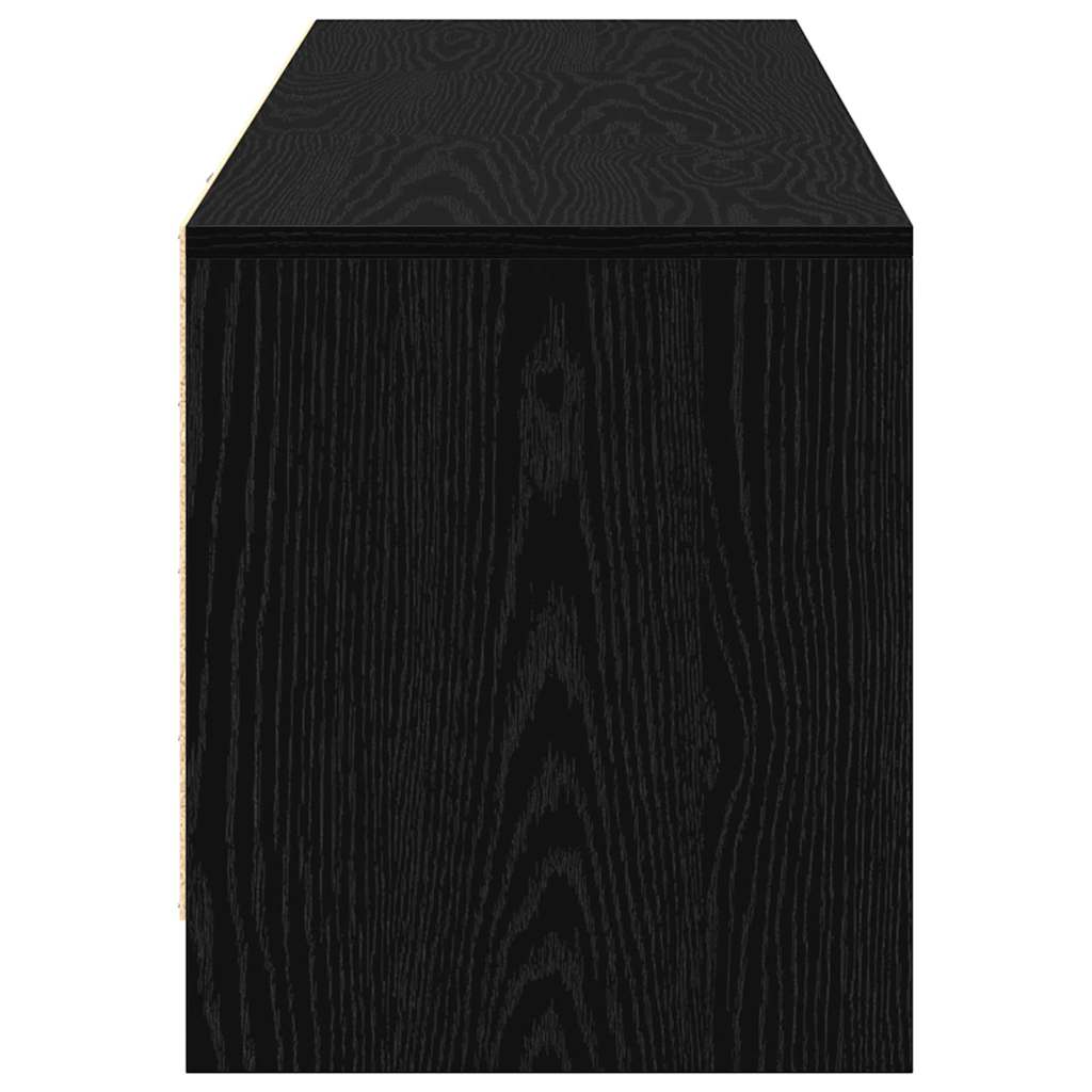 Mobile TV con LED con strisce LED Rovere Nero 140 x 34 x 40 cm
