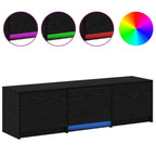 Mobile TV con LED con strisce LED Rovere Nero 140 x 34 x 40 cm