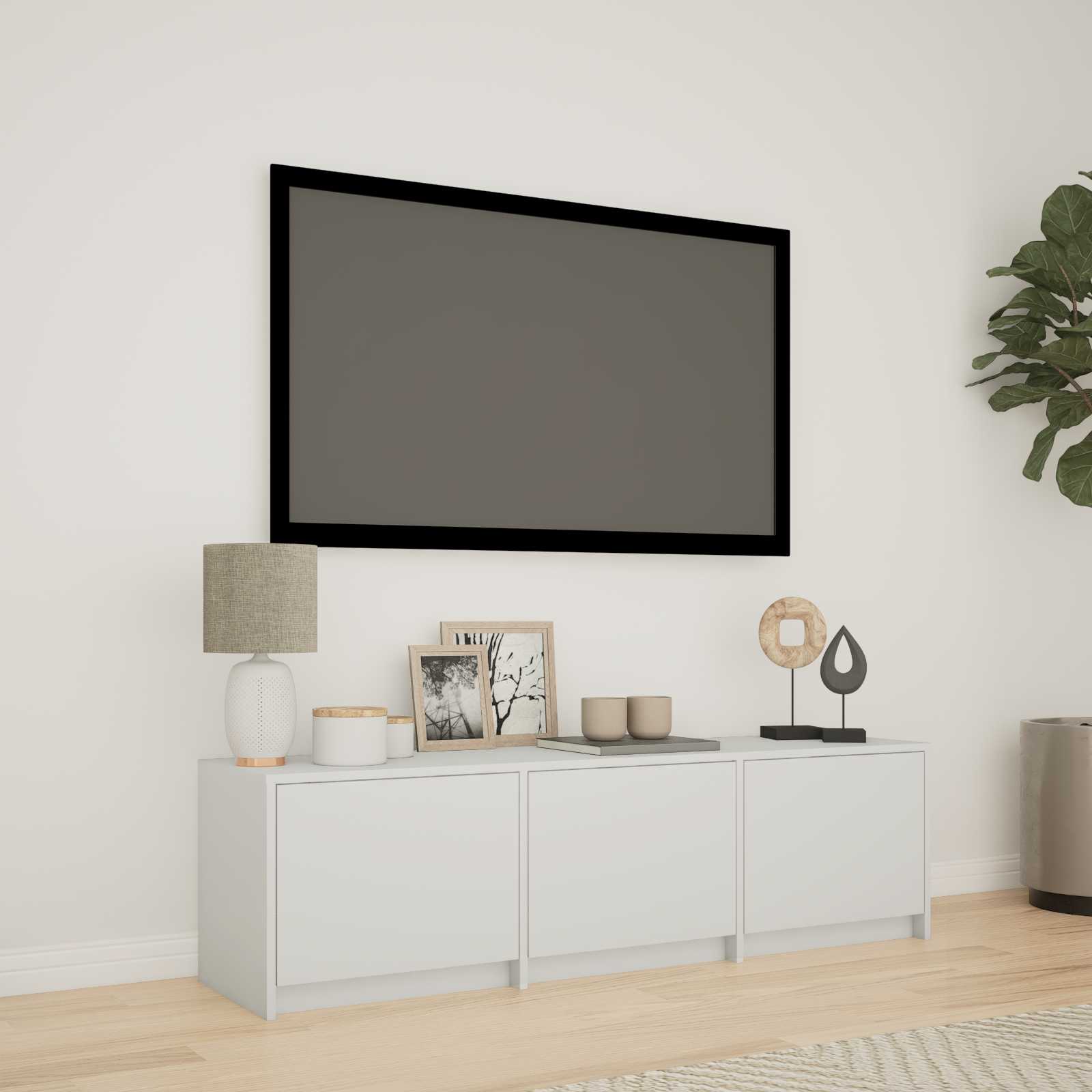 Mobile TV con LED Bianco 140 x 34 x 40 cm Legno ingegnerizzato