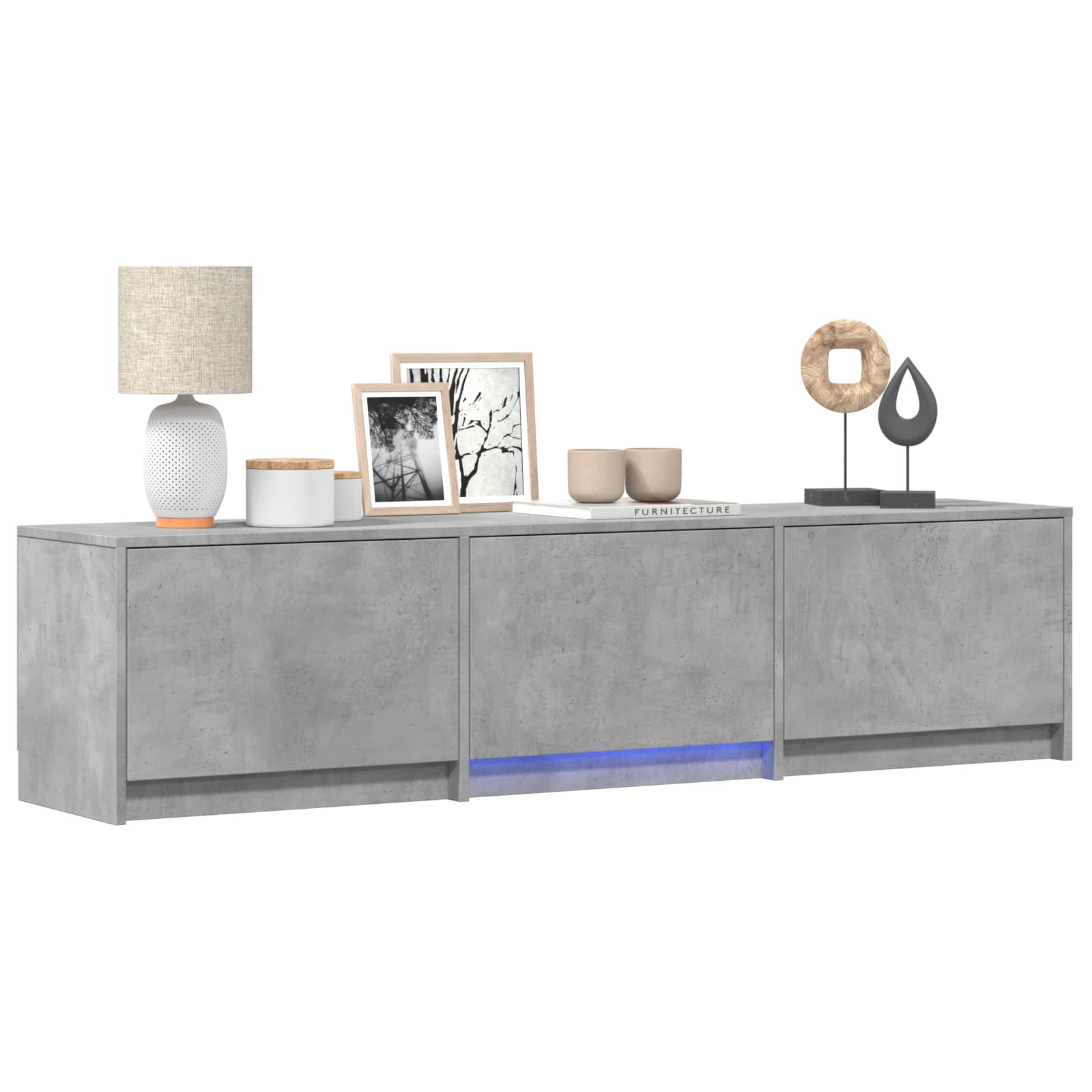 Mobile TV con LED con LED Grigio Cemento 165 x 34 x 40 cm