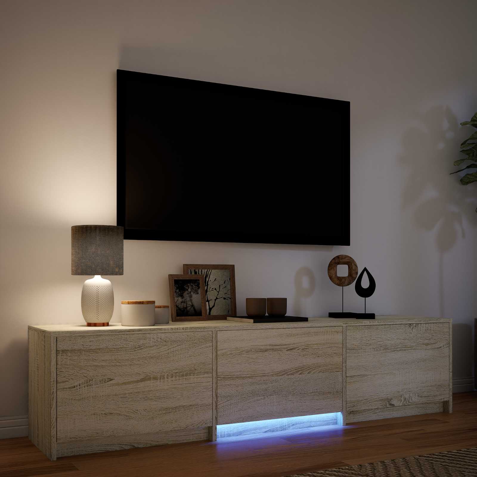 Mobile TV con LED con LED Rovere Sonoma 165 x 34 x 40 cm