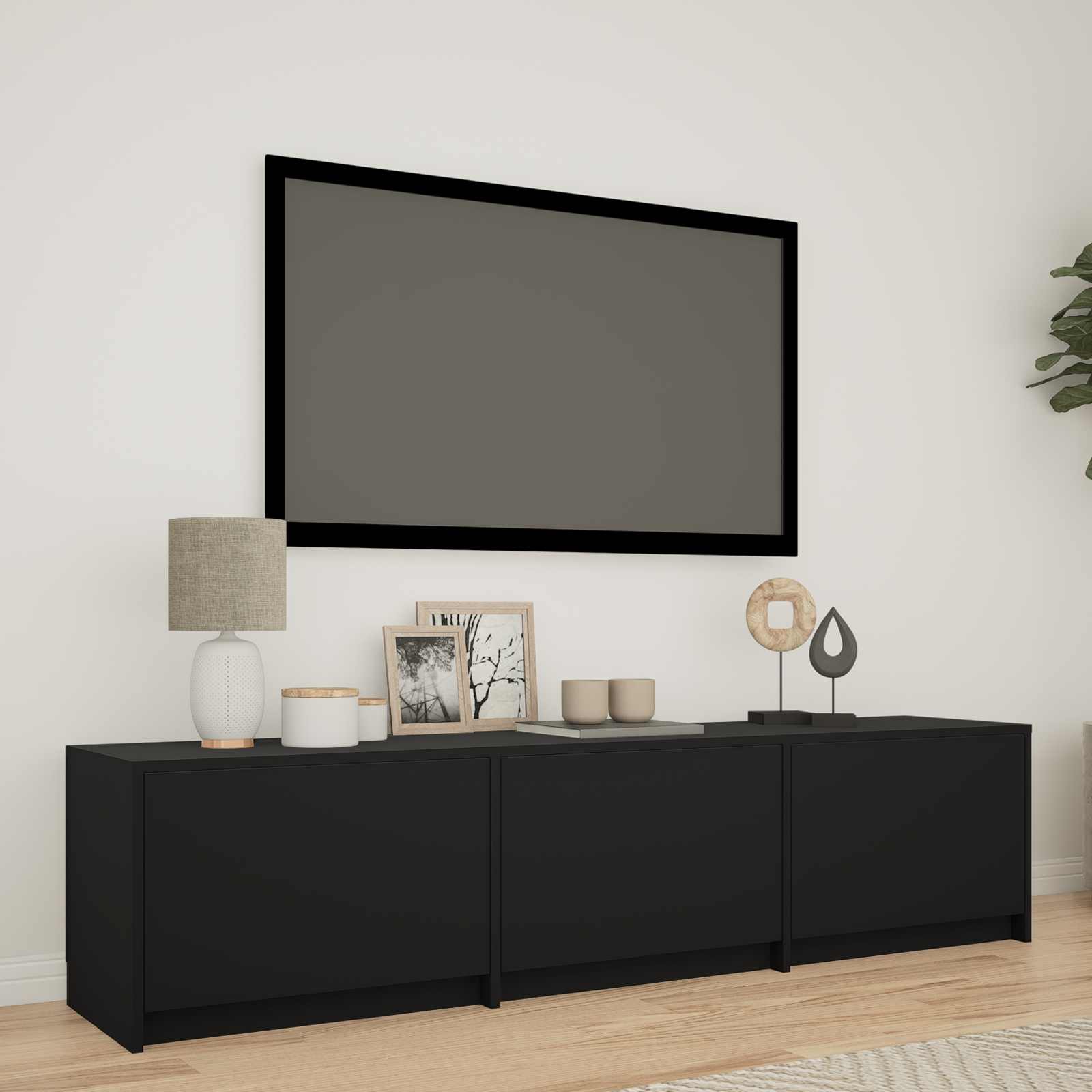 Mobile TV con LED Nero 165 x 34 x 40 cm Legno ingegnerizzato