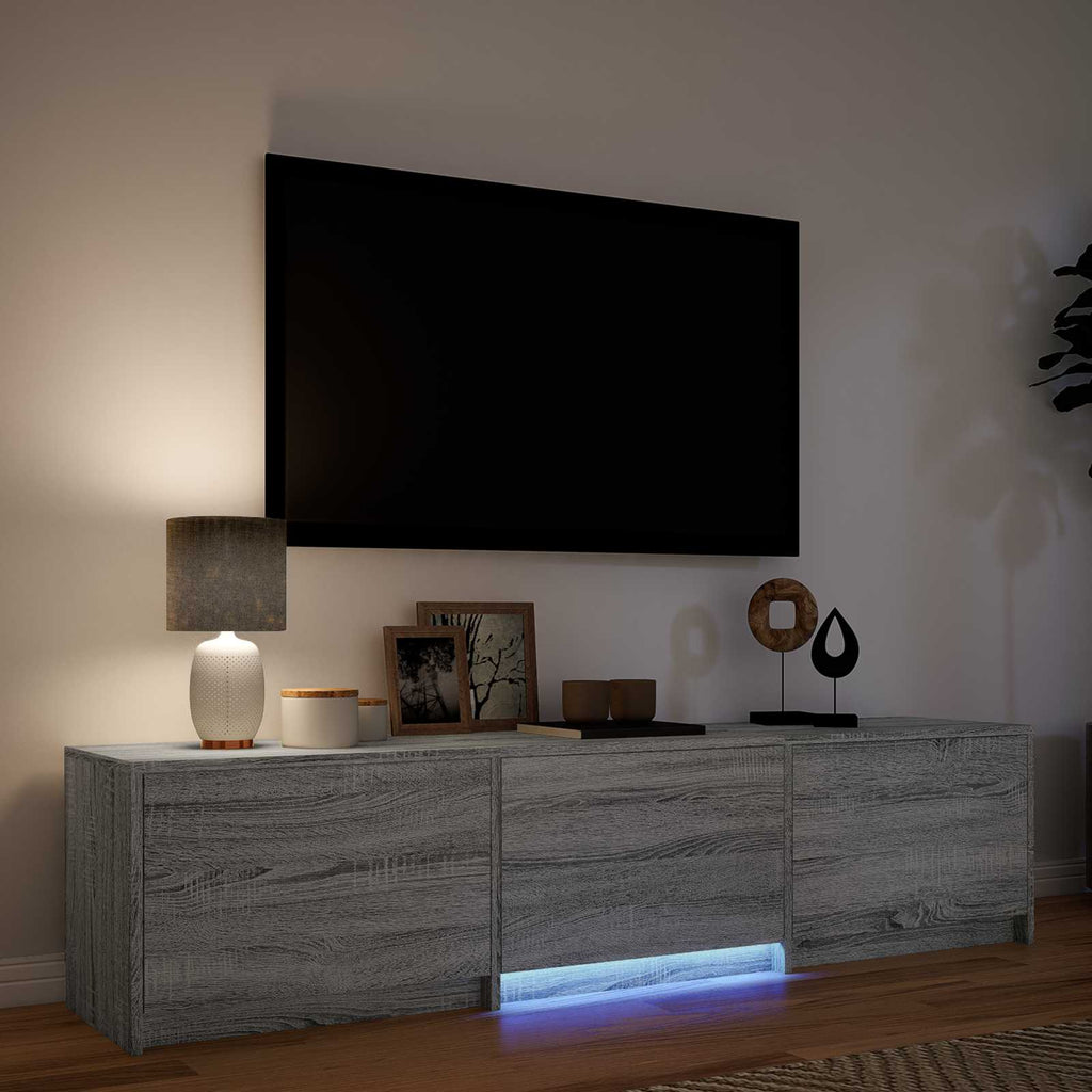 Mobile TV con LED con LED Sonoma grigia 165 x 34 x 40 cm
