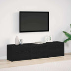 Mobile TV con LED con strisce LED Rovere Nero 165 x 34 x 40 cm