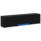 Mobile TV con LED con strisce LED Rovere Nero 165 x 34 x 40 cm