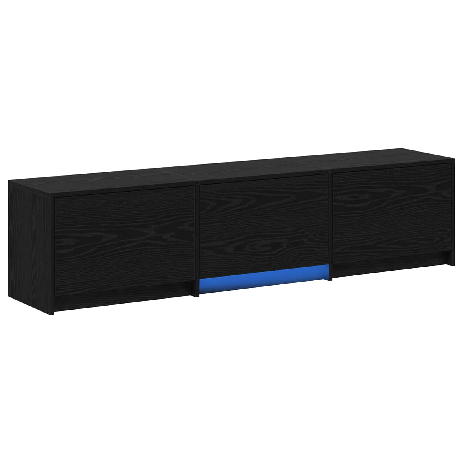 Mobile TV con LED con strisce LED Rovere Nero 165 x 34 x 40 cm