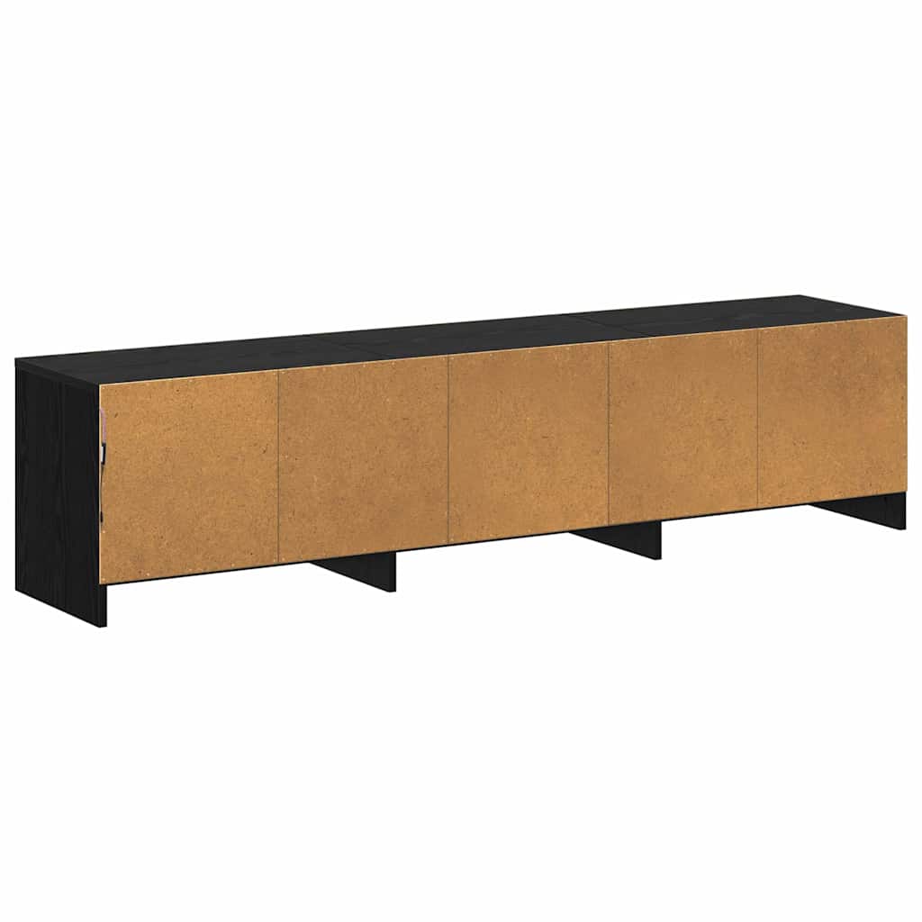 Mobile TV con LED con strisce LED Rovere Nero 165 x 34 x 40 cm