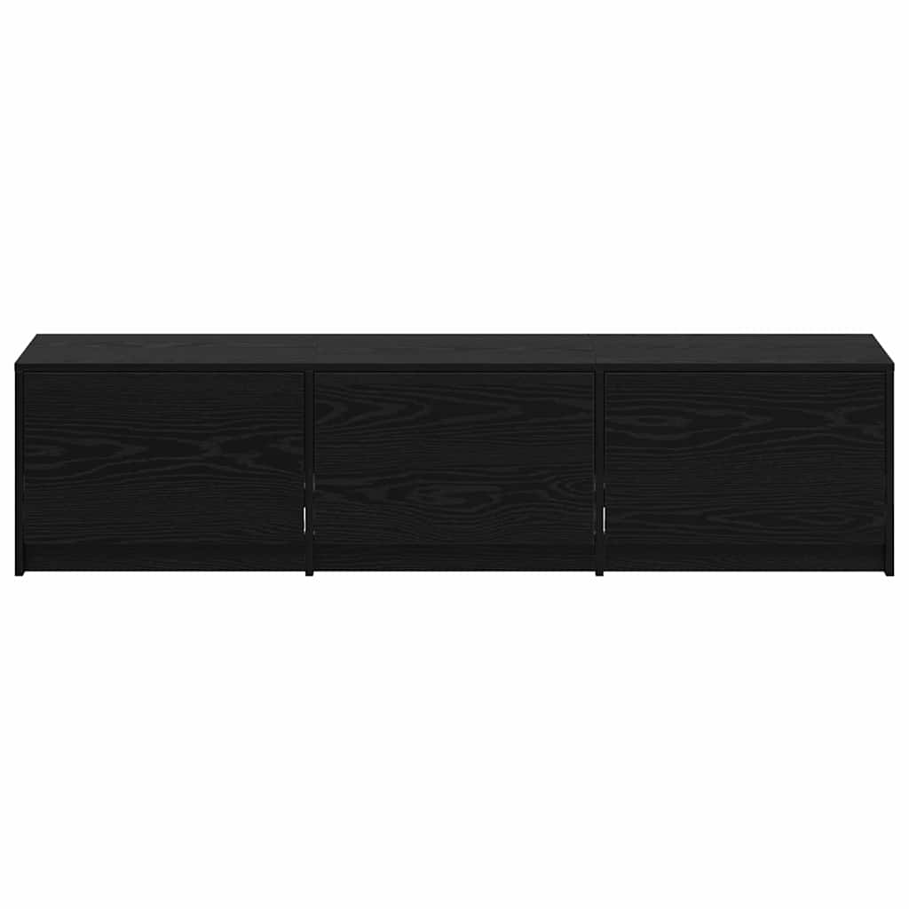 Mobile TV con LED con strisce LED Rovere Nero 165 x 34 x 40 cm