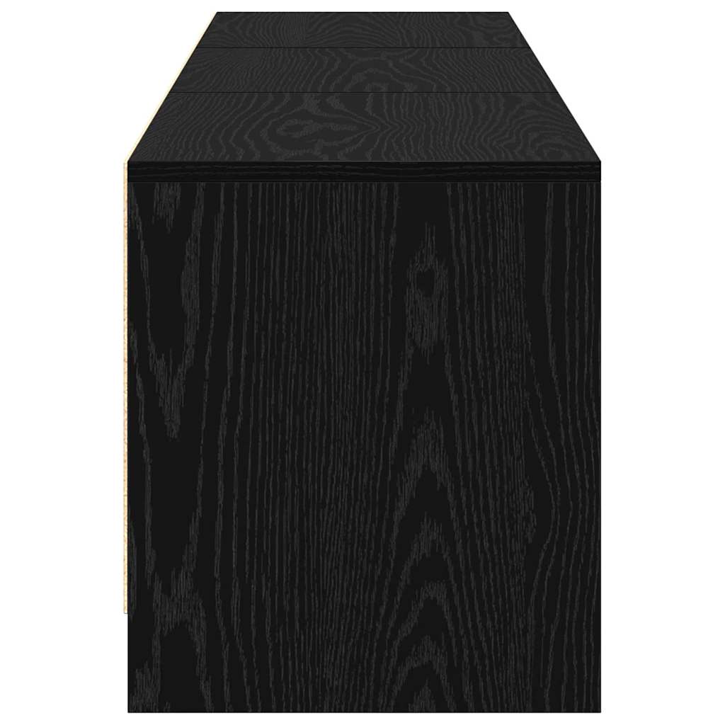 Mobile TV con LED con strisce LED Rovere Nero 165 x 34 x 40 cm