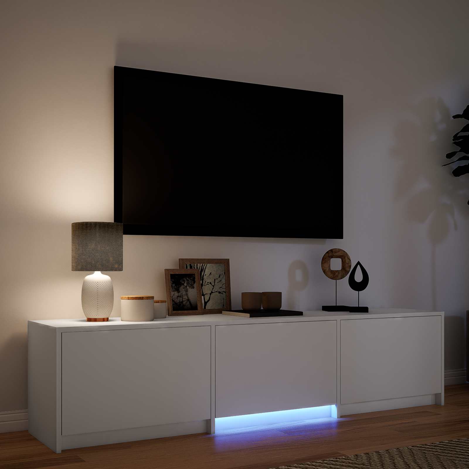 Mobile TV con LED Bianco 165 x 34 x 40 cm Legno ingegnerizzato