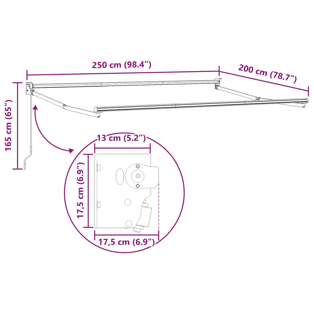 Tenda retrattile Giallo e Bianco 2,5 x 2 m