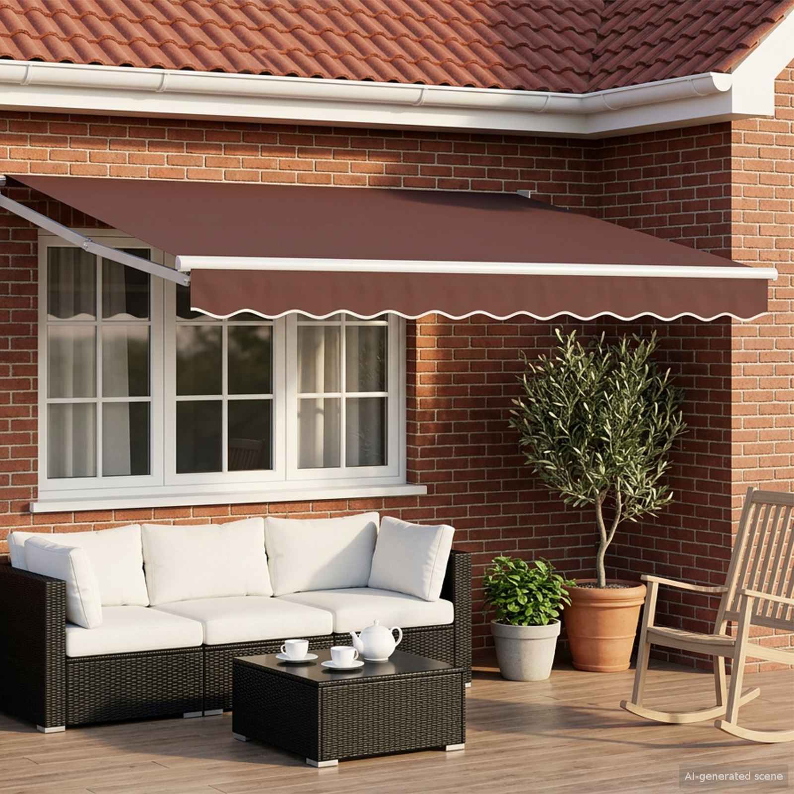 Tenda retrattile Marrone 2,5 x 2 m 100% Poliestere e Alluminio