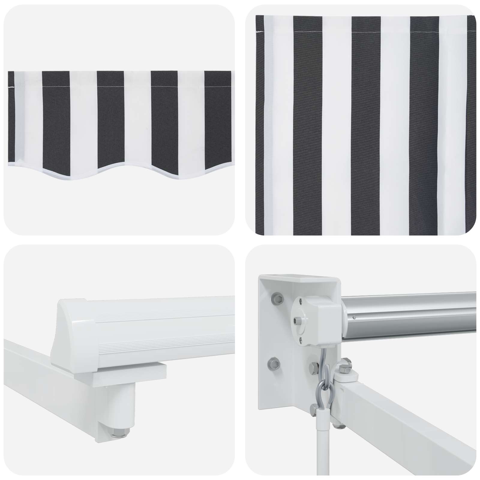 Tenda retrattile Antracite e Bianco 2,5 x 2 m