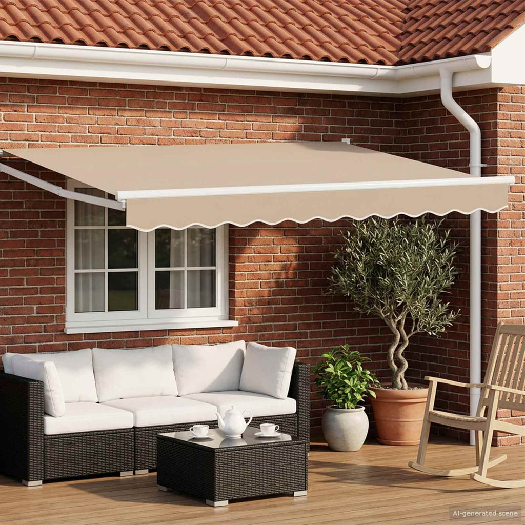 Tenda retrattile Beige 3,5 x 2 m 100% Poliestere e Alluminio