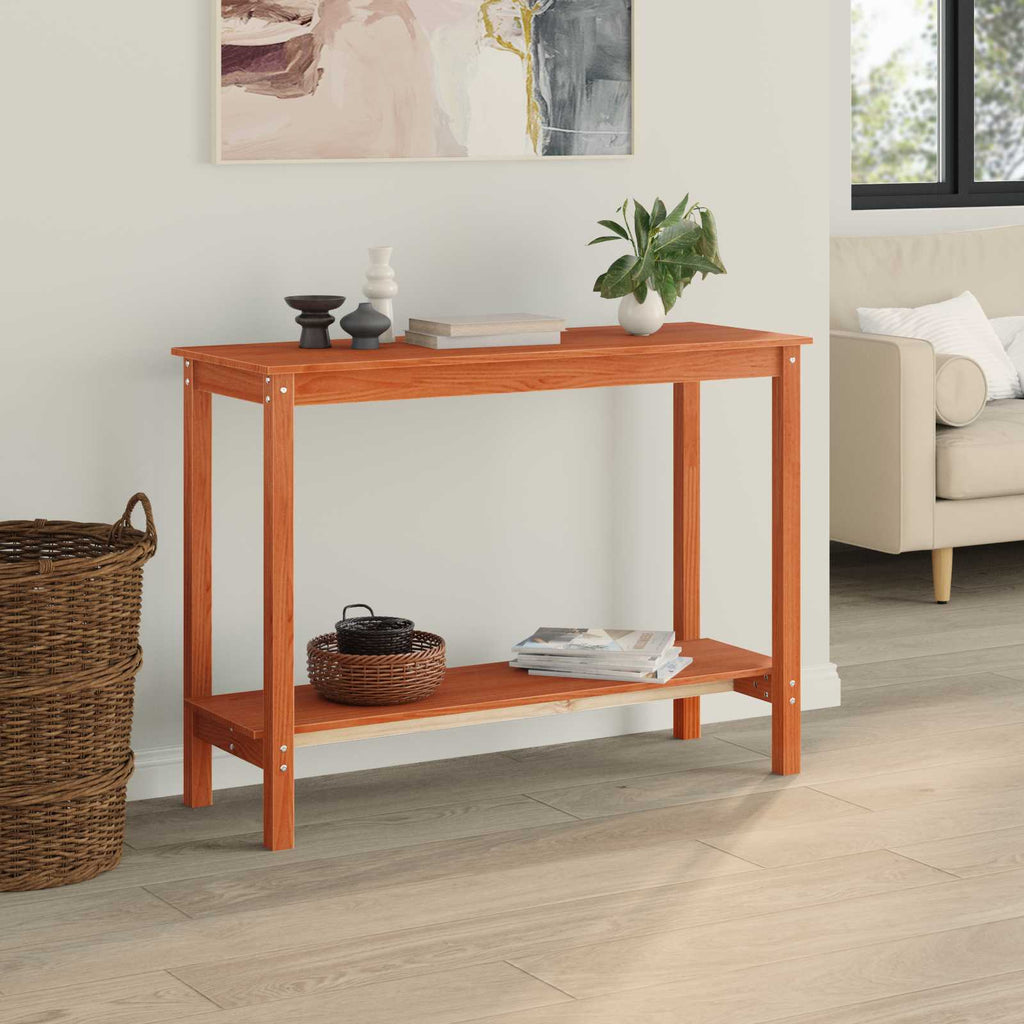 Tavolo consolle con lo scaffale Marrone Cera 110 x 40 x 80 cm