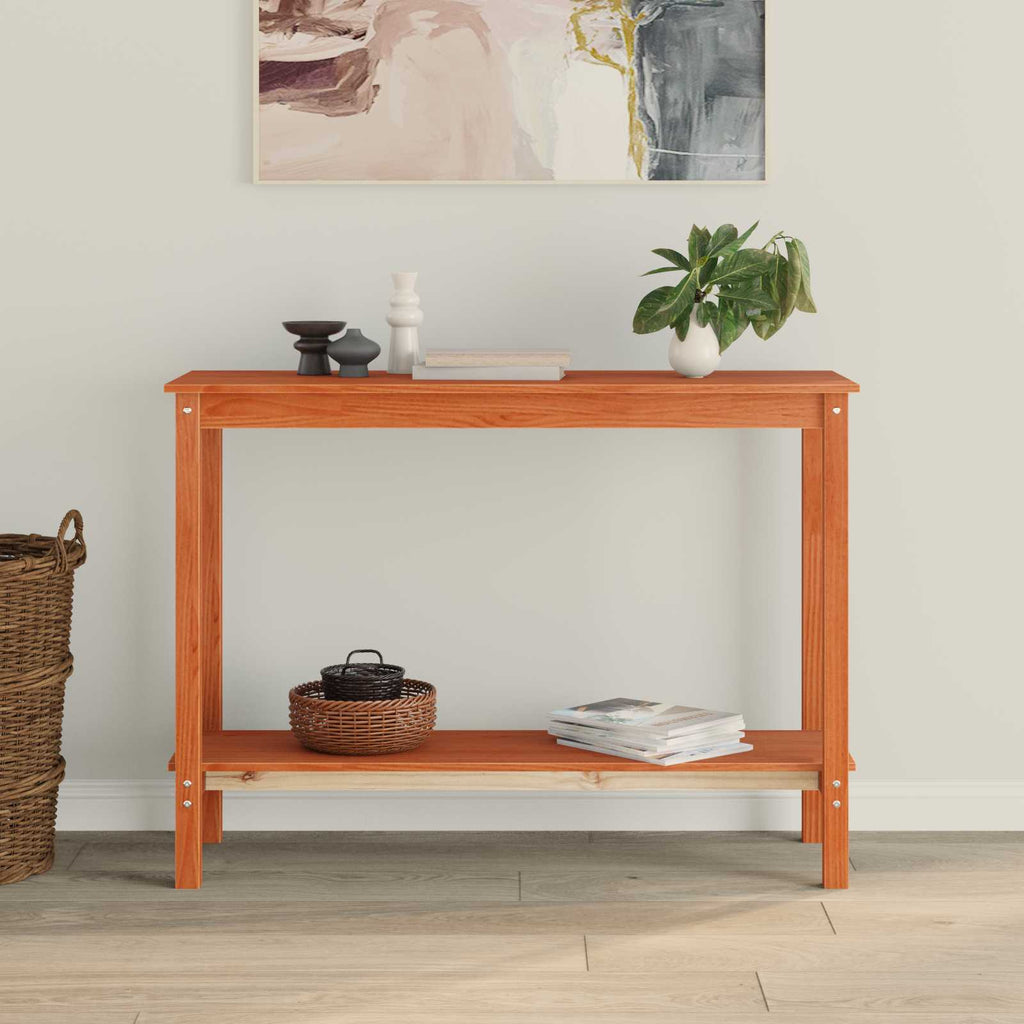 Tavolo consolle con lo scaffale Marrone Cera 110 x 40 x 80 cm