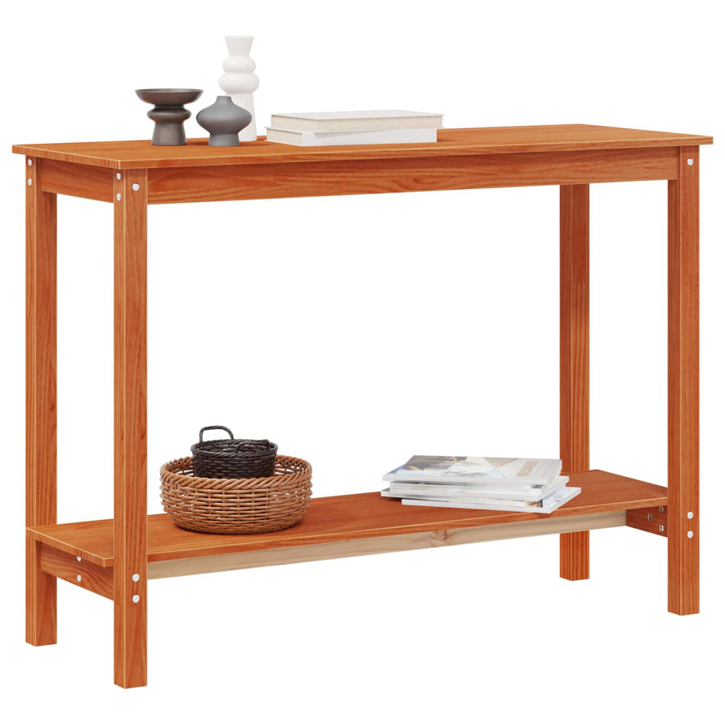 Tavolo consolle con lo scaffale Marrone Cera 110 x 40 x 80 cm
