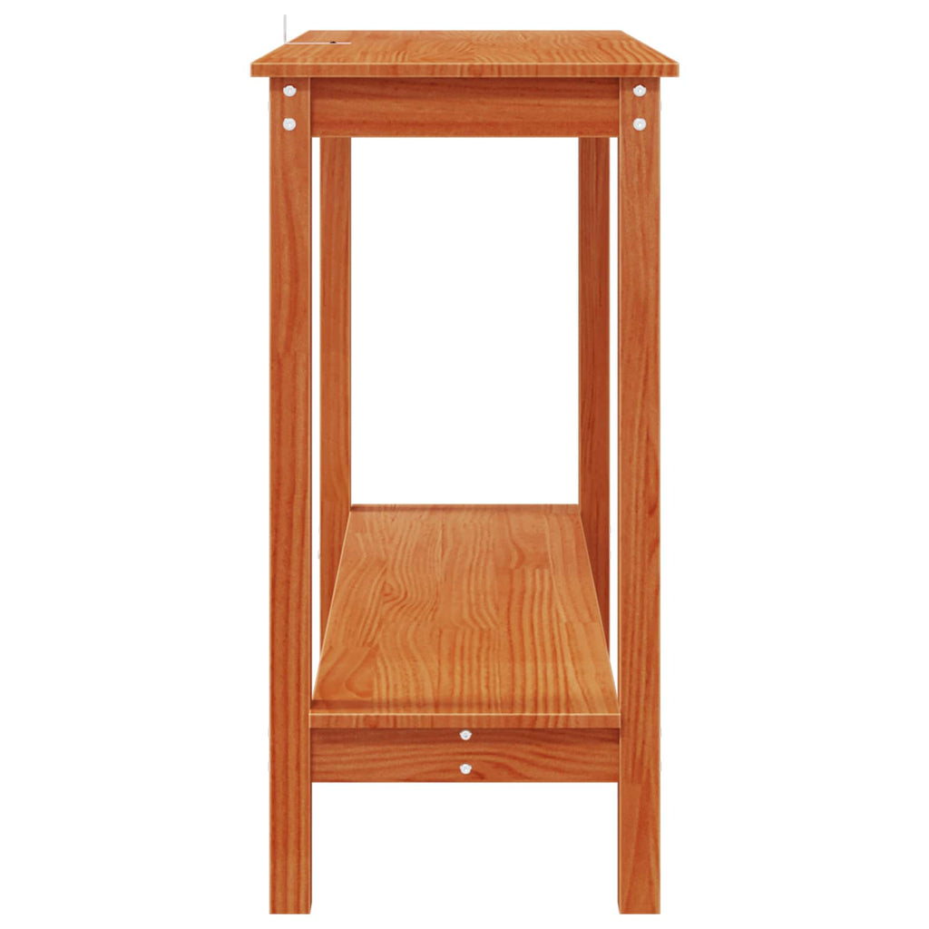 Tavolo consolle con lo scaffale Marrone Cera 110 x 40 x 80 cm