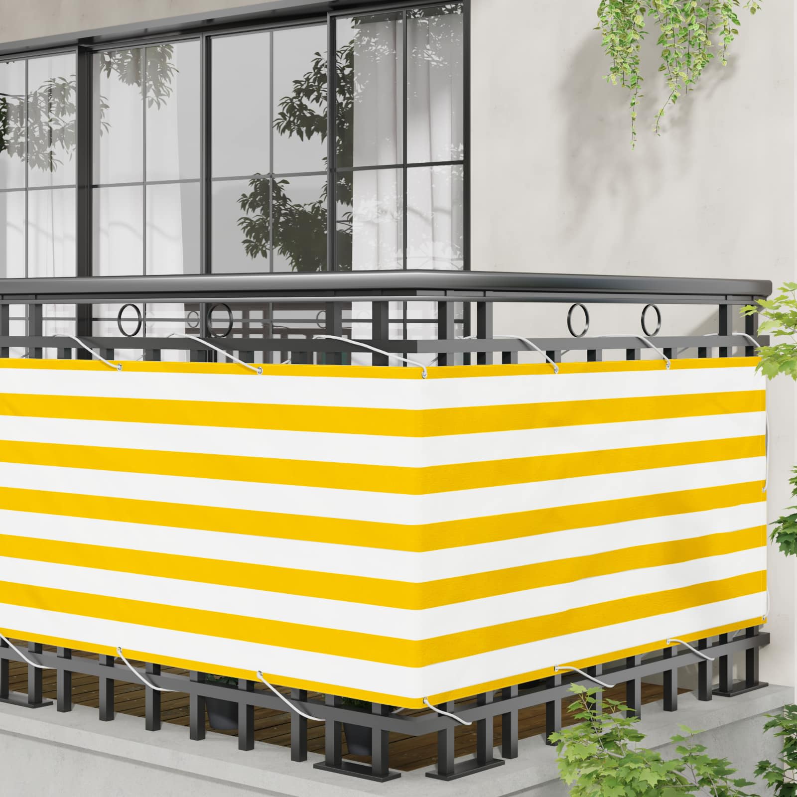 Schermo da balcone Giallo e Bianco 75 x 200 cm