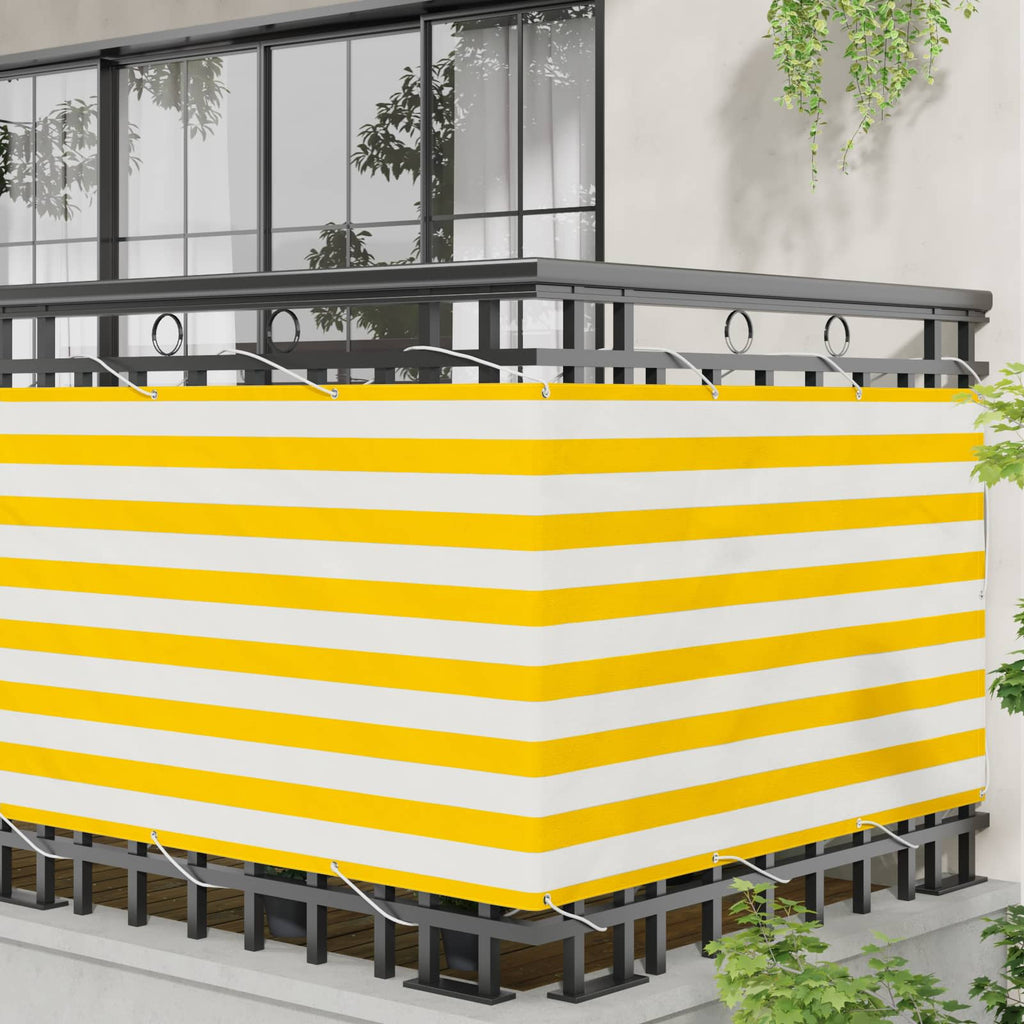 Schermo da balcone Giallo e Bianco 100 x 500 cm Tessuto Oxford
