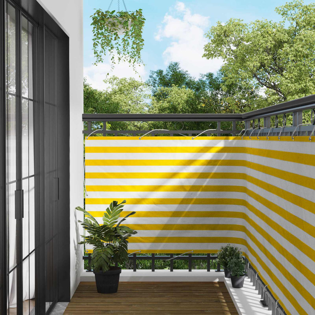 Schermo da balcone Giallo e Bianco 110 x 200 cm Tessuto Oxford