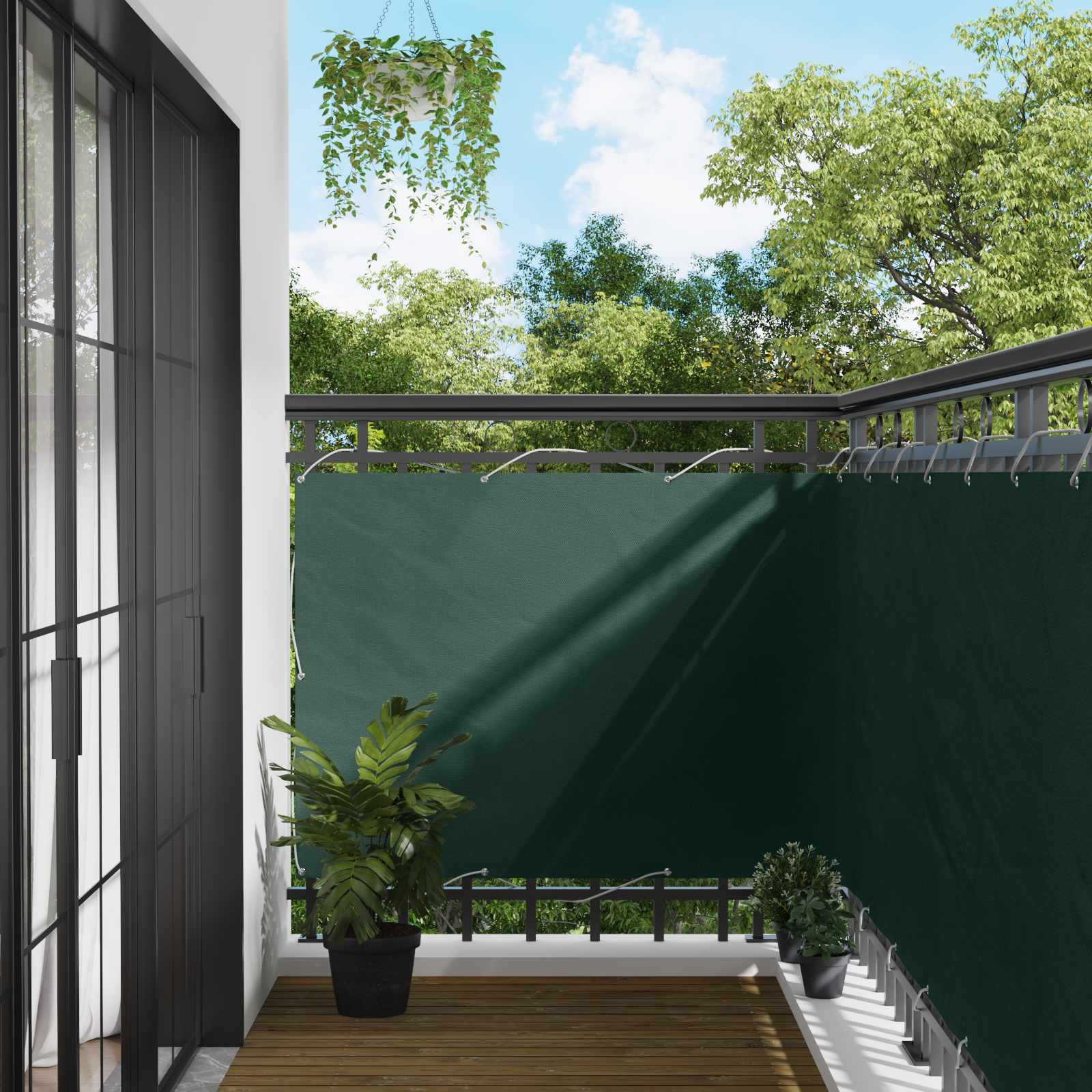 Schermo da balcone Verde Scuro 110 x 500 cm Tessuto Oxford