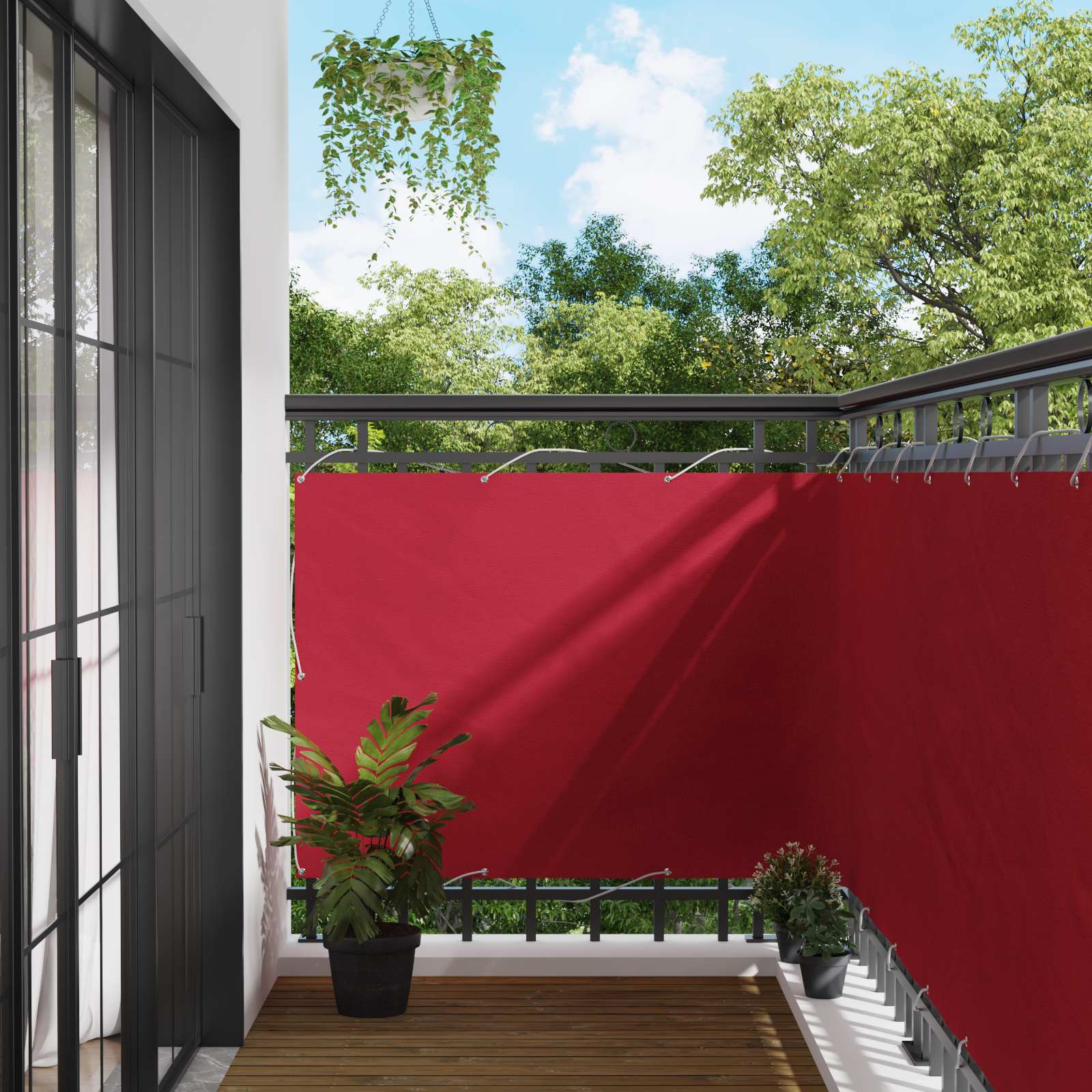 Schermo da balcone Rosso 120 x 200 cm Tessuto Oxford
