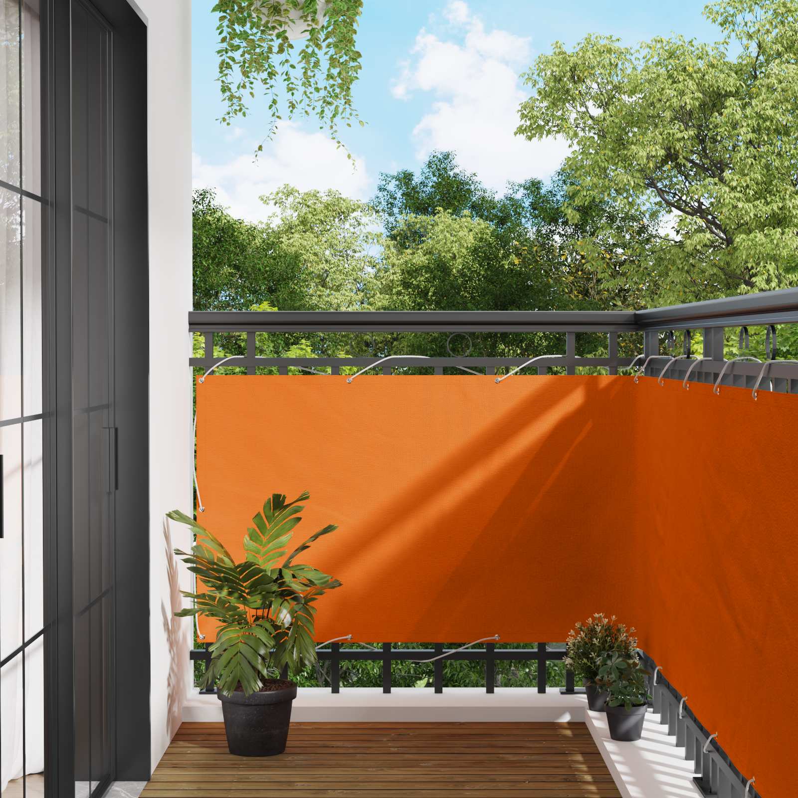 Schermo da balcone Arancione 100 x 800 cm Tessuto Oxford