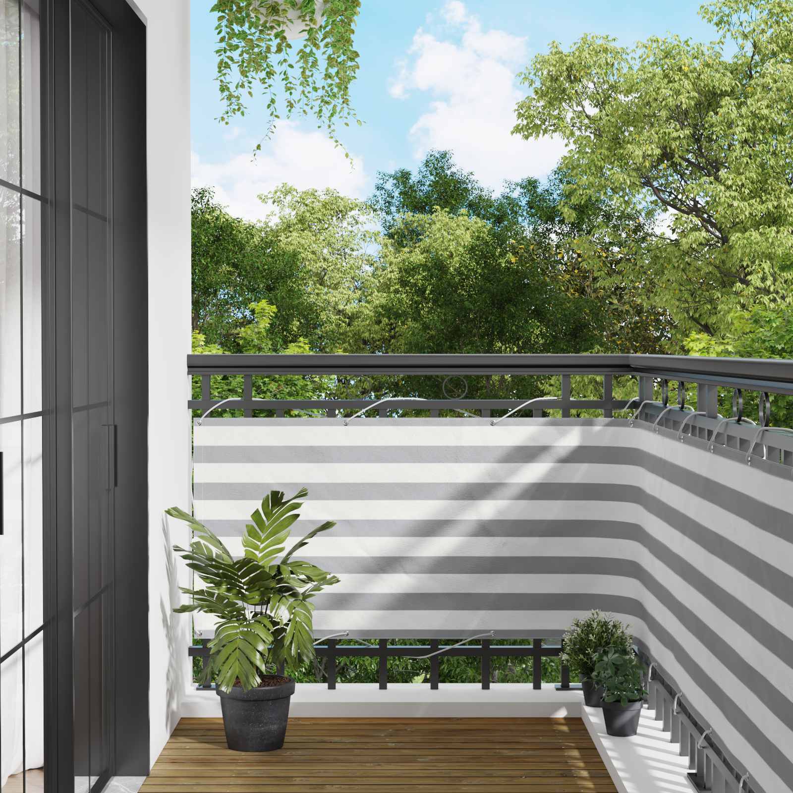 Schermo da balcone 75 x 300 cm Oxford alu rivestito in PU