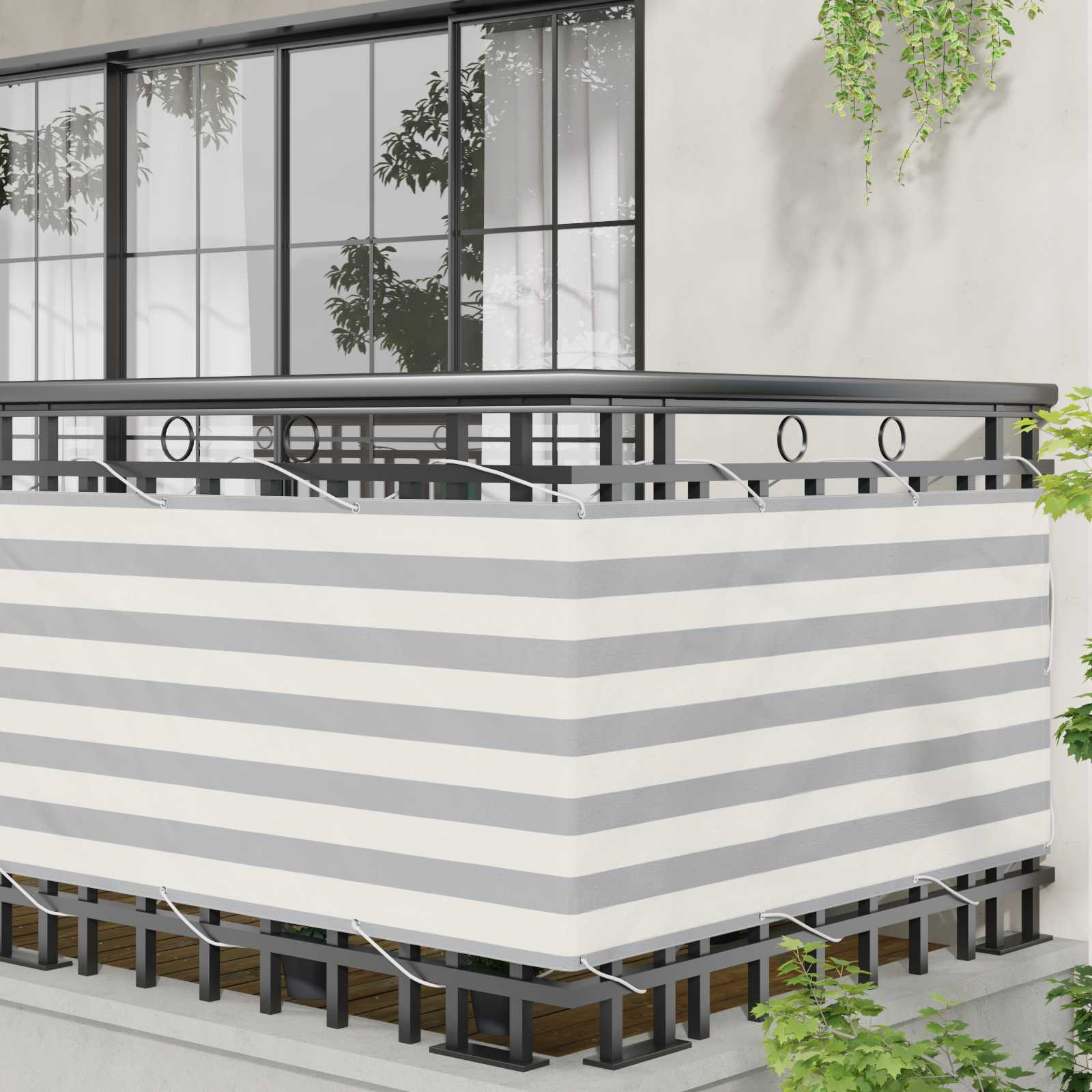 Schermo da balcone Grigio chiaro e bianco 75 x 800 cm