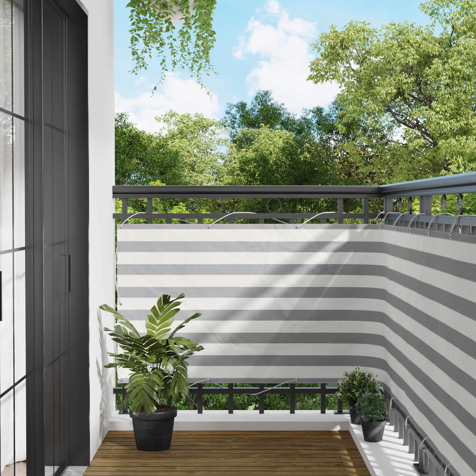 Schermo da balcone Grigio chiaro e bianco 90 x 800 cm