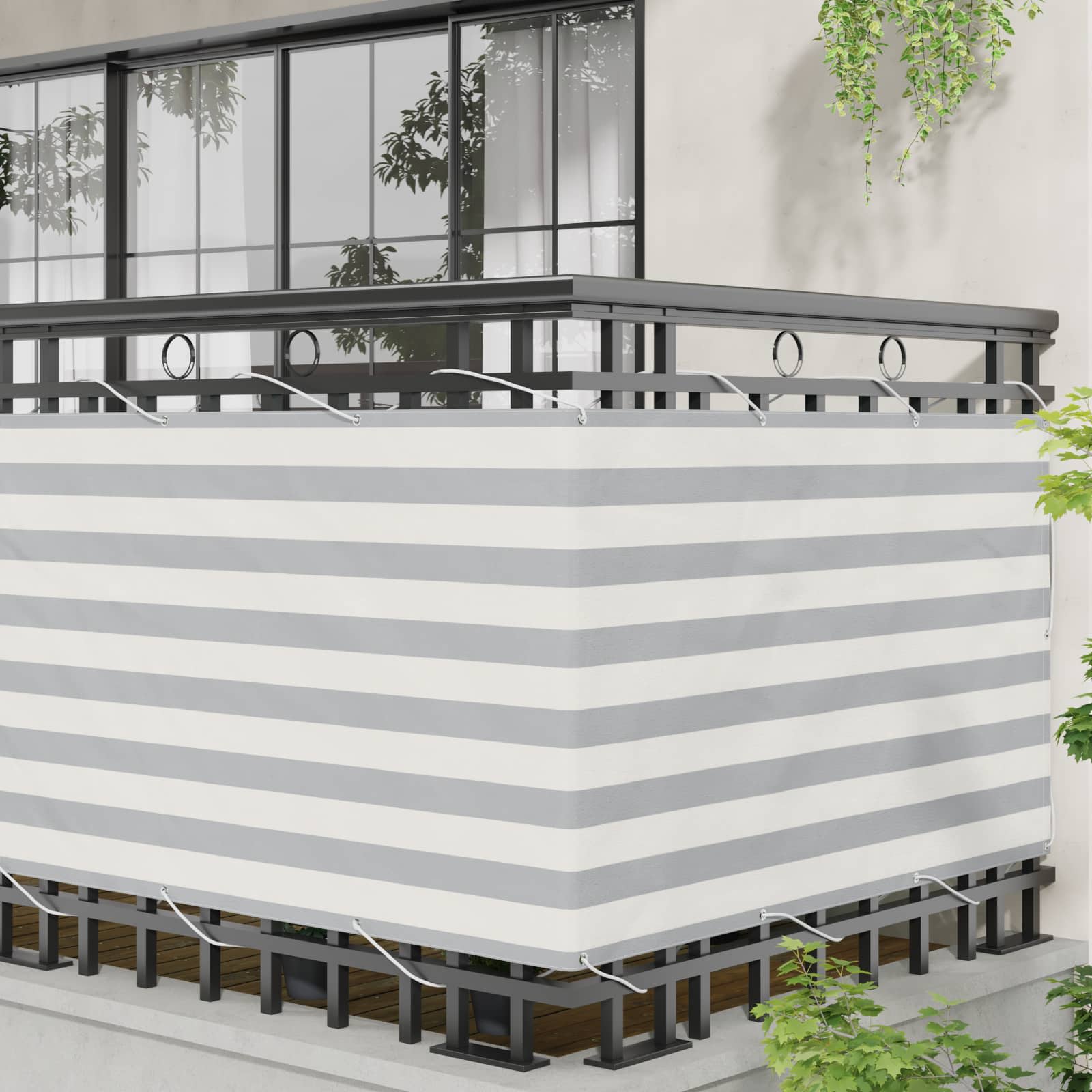 Schermo da balcone Grigio chiaro e bianco 90 x 1000 cm