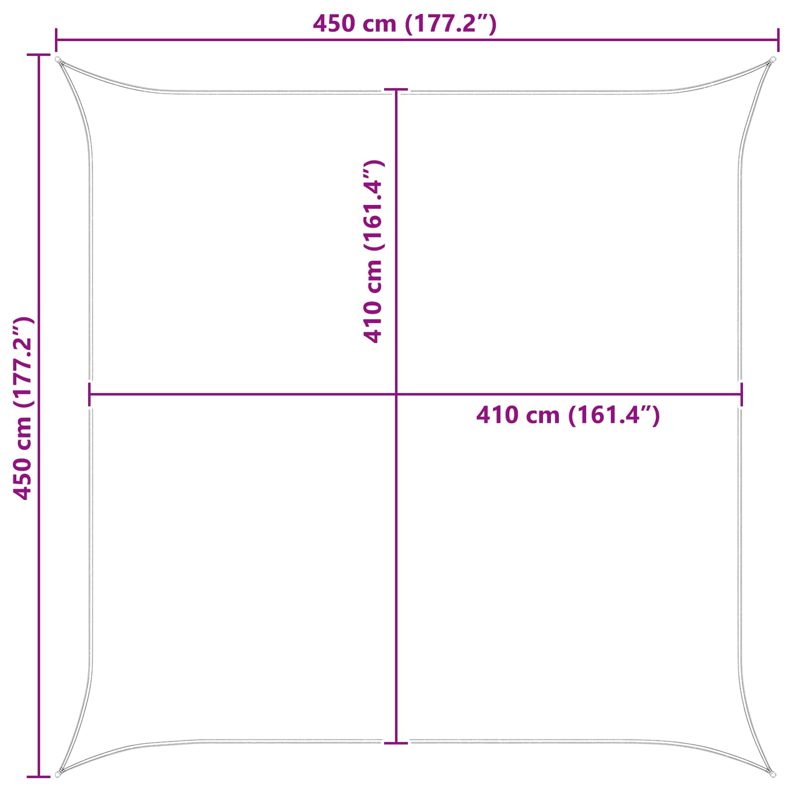 Vela da ombra solare Grigio chiaro e bianco 4,5 x 4,5 m
